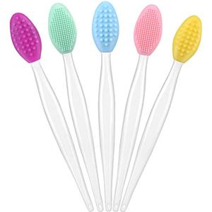 Yoizyfree 4 Pcs Lip Scrub Brush,Lip Scrubber Exfoliator,Double-Sided Silicone Lip Brush Tool for Men Women Lip Lightening, Lip Exfoliator Scrubber Tool for Dark Lips