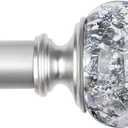 1 Inch Curtain Rods 36 to 72 Inches(3 to 6 ft) Telescoping Single Drapery Rod, USFOOK Silver Curtain Rods for Windows 24 to 68 Inches with Translucent Finials