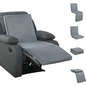 HOMBYS 3-in-1 Recliner Seat Cushion with Lumbar Support Pillow & Footrest, Multi-Functional Adjustable Height 2" to 6" for You to Choose, Non-Slip Foam Chair Cushion for Elderly, Light Grey