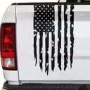 Distressed American USA Flag, 20 Inches Tailgate Vinyl Decal Compatible With Most Pickup Trucks, Patriotic Car Bumper Sticker for US Flag (Black)