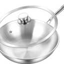 LOLYKITCH 12 Inch Tri-Ply Stainless Steel Wok Pan with Lid,Induction Stir-Fry Pan,Dishwasher and Oven Safe,Heavy Duty and Detachable Handle