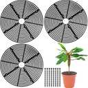 Sawysine 3 Pcs Plant Pot Cover Plant Protector from Animal Flower Pot Grid with Center Cutout Flower Cover Soil Protectors (Black,11.8 in)