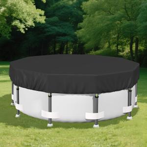 SAFANA 12FT New Pool Covers for Above Ground Pools, Round Swimming Pool Cover [Upgrade 420D Thicker] Protective Leaf Cover with Reflective Strip, Tear Resistant Durability Fabric, UV Resistance, Black