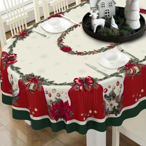 bnhjsdw Christmas Tablecloth Waterproof Fabric Christmas Table Cloth for New Year's Day and Xmas Home Decoration - 60" X 102" Oval