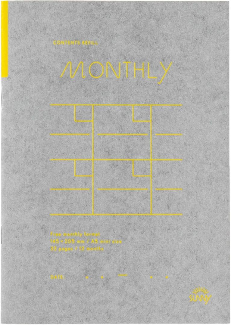 Undated Monthly Planner - Includes 2 Half-Year Spreads, 12 Monthly Spreads, 3 Extra Grid Pages - Made in Japan