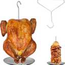 Upgraded Turkey Deep Fryer Stand Accessories Kit and Vertical Skewer, Thanksgiving Turkey Fryer Replacement Parts Poultry Hanger Chicken Rack for Deep Frying Pot, Stainless Steel (with Lifter Hook)