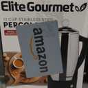 Elite Gourmet EC812 Electric 12-Cup Coffee Percolator with Keep Warm, Clear Brew Progress Knob Cool-Touch Handle Cord-less Serve, Stainless Steel