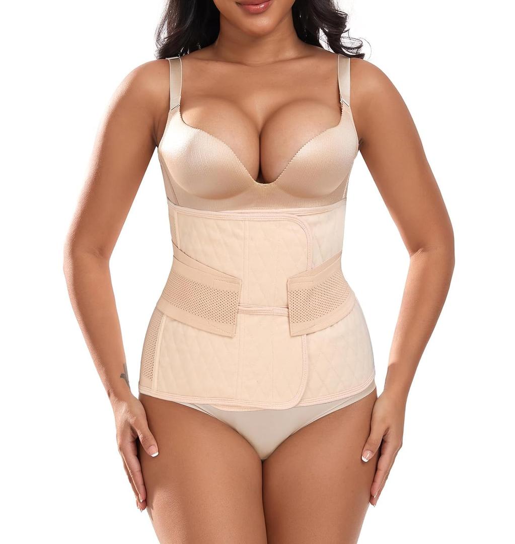 Moolida Abdominal Binder Post Surgery Postpartum Belly Band Belly Wrap Hernia Belt (Nude, XL) (X-Large)