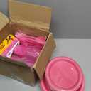 Hot Pink Plastic Plates for Party,50 Guest Disposable Plastic Plate Set 9" Plates,7" Dessert Plate,Napkins,Cups,Forks & Tablecloth for Girls Women,Summer Party,Birthday