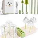 Travel Bottle Cleaner kit, 7in1 Baby Toddler Travel Essential Silicone Bottle Brush Set, Nipple, Drying Rack, Straw, & Breast Pump Cleaning, Soap Dispenser & Organizer Case, Gift Mom (Green)