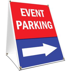 A-Frame Sidewalk Event Parking with Arrow Sign with Graphics On Each Side | 24" X 36" Print Size
