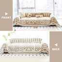 Boho Couch Cover Blanket for Sofa, Boho Chenille Sofas Cover Blanket, Boho Sofa Throw Cover, Chenille Blanket Couch Throw Covers for Recliner Couch Cover Pet Friendly Washable(Khaki, 71"x 71")