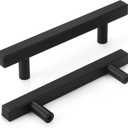 AEEKEL 30 Pack 6 inch Square Cabinet Handles Matte Black Drawer Pulls, 3-3/4" Hole Center Kitchen Handles for Cabinet Pulls, Stainless Steel Cabinet Hardware for Bedroom Bathroom Office