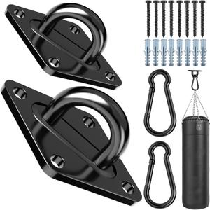 Heavy Duty Black Hammock Hooks Screws Bolts Included, Over 1700 lb Rust-Resistant Swing Hook Hardware, M10 Hanging Kit for Porch Yoga Seat Trapeze (Indoor/Outdoor)