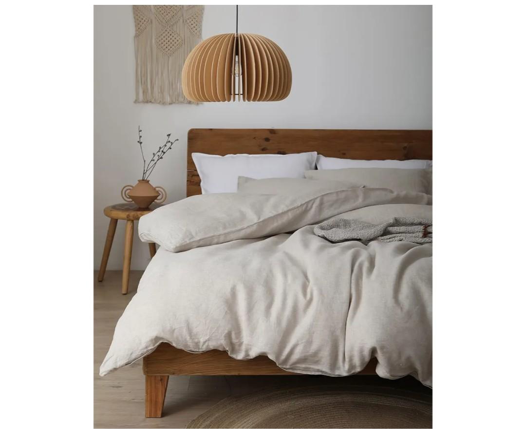 XZ XIFA Linen Duvet Cover Queen Size,100% Natural French Flax, Breathable & Durable Bedding, Farmhouse Cooling Duvet Cover Sets 3pcs-1 Duvet Cover and 2 Pillowcases(Queen Size, Linen)