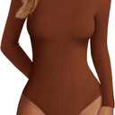 Bodysuits for Women 2026  Long Sleeve Shirts Fitted Basic Ribbed Layering Tops Fall Fashion Winter Clothes, Small