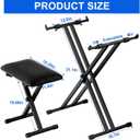 Keyboard Stand & Bench Set, Upgrade Heavy Duty Double-X Keyboard Stand, Adjustable & Portable Digital Piano Stand with Limit Rod