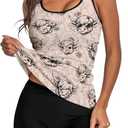 HUNTFAMI Tankinis Swim Suits for Women Two Piece 2025 Womens Bathing Suits Holiday Beachwear Women with Boyshorts (L)