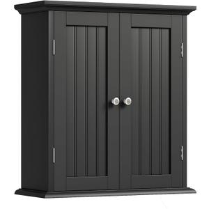ChooChoo Bathroom Wall Cabinet, Over The Toilet Space Saver Storage Cabinet, Medicine Cabinet with 2 Door and Adjustable Shelves, Cupboard, Black