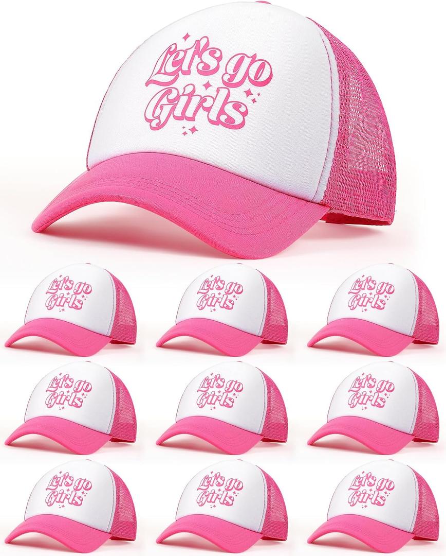 Jecery 10 Pcs Trucker Hat for Women, Bach Party Mesh Baseball Cap for Bridal Shower Wedding Bach Party Favors