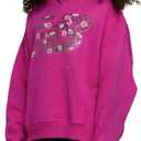 New Balance Girls Hoodie  Cute Comfy Soft Fleece Cotton Blend Pullover Sweatshirt, Drop Shoulder, Sizes 4-16 (7-8, Magenta)