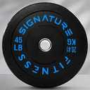 Signature Fitness 2" Olympic Bumper Flat Weight Plates with Steel Hub - 100% Virgin Rubber, Black, 45LB