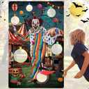 Halloween Toss Game Banner with 3 Bean Bags Scary Clown Toss Banner Halloween Carnival Party Throwing Game for Kids Adults Trick or Teat Circus Party Favors Supplies
