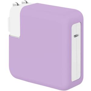 Ultra-Thin Soft Silicone 70W Power Adapter Sleeve Protective Case for MacBook Air 13 13.6 15 inch M5 M4 M3 M2 2022-2026 Pro 14 M5 with 11/12/16-core CPU (70W) Charger Cover Case, Pink Purple