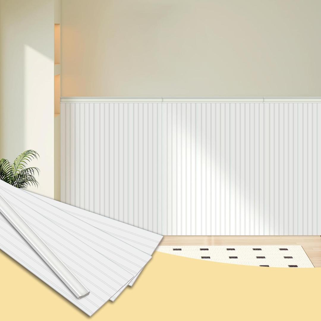 Premade Board-and-Batten Wainscoting Kit - Ready to Assemble Cover 118" x 39.4", Paintable Panel Molding Trim Slats for Accent Wall