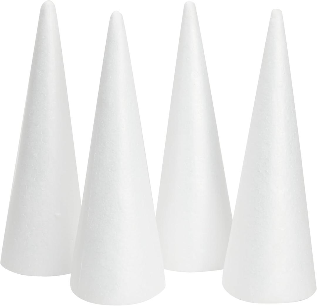 Juvale Foam Cone Pack - 4-Pack, 4.5 x 13.5 in, White - Cone-Shaped Floral Foam - DIY Craft Projects, Craft Supplies & Floral Arrangements