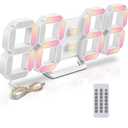 APP Control Led Digital Alarm Clock 3D Small Wall Clock No Noise Snooze Dimmable Time Memory 12/24 Date Temperature APP Control Night Light Office Kitchen Living Room Bedroom (9.7inch)