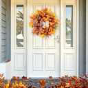 26 Inch Harvest Fall Wreaths for Front Door Outside with Bow | Handmade Autumn Wreath with Maple Leaves,Pine Cones,Red Berries-Indoor Outdoor Thanksgiving Halloween Farmhouse Wall Decor