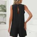 Womens Romper Casual Loose Sleeveless 2025 Summer One Piece Outfit Crewneck Short Jumpsuit Overall Outfits & Pockets (Black, S)