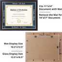 FramePro 11x14 Diploma Frame with Navy over Gold Mat, 14x17 Certificate Frame, Real Wood with Gold Trim, Black Frame with Arcylic