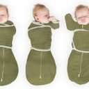 SwaddleDesigns 6-Way Omni Swaddle Sack Arms Up Swaddle for Newborn, More Options to Calm Startle Reflex, Improves Sleep (Small (6-14 Pound), Heathered Green Turtle)