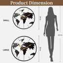 Large World Map Wall Clock,Metal Minimalist Modern Clock,Round Silent Non-Ticking Battery Operated Wall Clocks for Living Room/Home/Kitchen/Bedroom/Office/Farmhouse Decor (30 Inch)