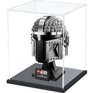 Choowin Acrylic Display Case for Lego Star Wars Helmet Mandalorian Darth Vader Helmet for Lego R2D2 Thickened Clear Acrylic Display Cases for Collectibles Assemble Dustproof Display Box(Black Base) (7.9x7.9x9.8 inch / 20x20x25 cm)