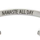 Zodaca Inspirational Silver Wrist Bracelet Cuff for Women, Namaste All Day, 2.6x2 In