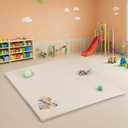 50"x50" Premium Baby Play Mat, Thick Memory Foam with Wipe-Clean Leather Cover, Non-Slip & Machine Washable Floor Mat for Tummy Time, Crawling and Family Bonding Time, Cream