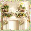 Dingion 6 Pcs 6" Mini Spring Cabinet Wreaths Spring and Summer Wildflower Candle Rings Wreaths for Kitchen with Ribbon Small Floral Wreath for Window Door Farmhouse Wedding Decorations