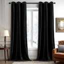 ANRODUO Black Velvet Curtains 84 Inches Long Blackout Thermal Insulated Soundproof Curtain Privacy Room Darkening Curtains Grommet Window Drapes for Bedroom Living Room 42 x 84 Inch Set of 2