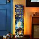36 Inch Christmas Jesus Sign Lighted Tall Porch Wooden Sign the Reason for the Season Is Jesus Religious Christ Bible Savior Wood Decoration for Christian Home Ornament Faith Holiday Gift