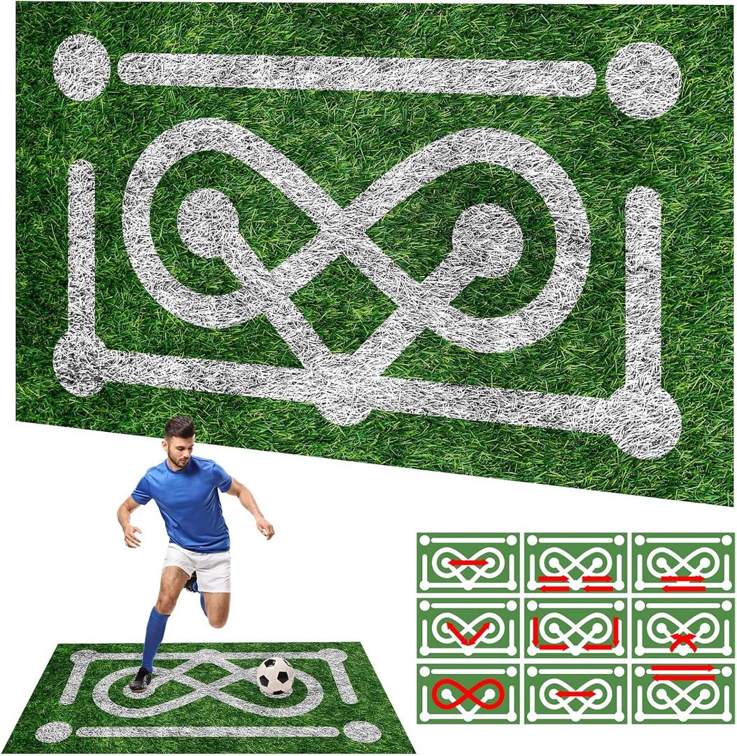 5ft3ft Soccer Dribbling Training Turf - Portable Soccer Mastery Skill Practice Mat for Ball Control & Footwork Drills - Tailored for Soccer Enthusiasts