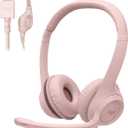 Logitech H390 Gaming Headphones, Wired Headphones with Mic, USB Headset with Microphone for PC, Noise Cancelling Microphone for Video Meetings, Music, Gaming - Rose (1 Pack)