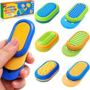 2 x SMALL FISH Fidget Toys Adults Stress Relief: 3 Pack Silicone Magnetic Sliders - Sensory Toys for Autism Teens Calming - ADHD Tools Desk Fidgets for Office - Travel Toys for Car Airplane Road Trips
