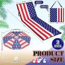 Briwooody 2 Set 4th of July Patriotic Beach Chairs with Umbrella American Flag Portable Beach Lounger Lightweight Foldable Outdoor Lounger Chair for Outdoor Travel Sunbathing Camping