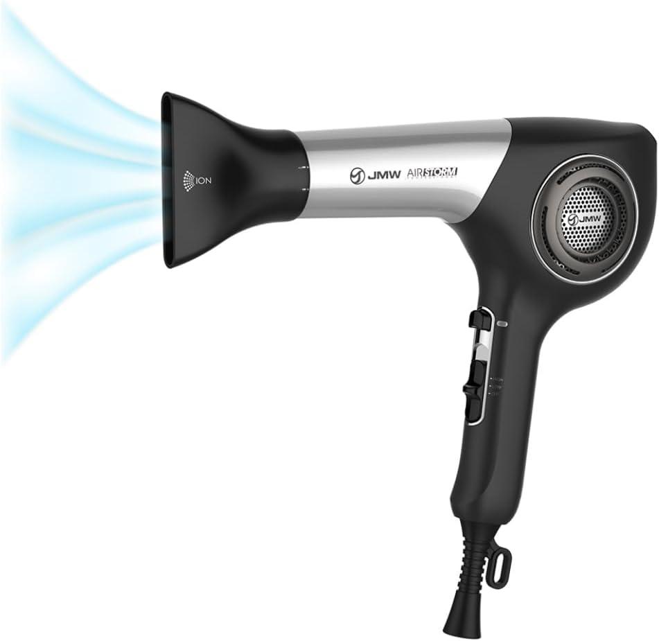 JMW AIR B Compact Hair Dryer, Powerful BLDC Motor, Quiet High Speed Hair Dryer, Lightweight Fast Drying, Ionic Blow Dryer for Frizzy Hair, Travel Friendly