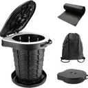 imodomio Retractable Portable Toilet Camping Toilet - Adjustable Height Camp Toilet Portable Potty for Camping, Car, Travel, Boat, Beach, Tent and Emergency Use (Black)