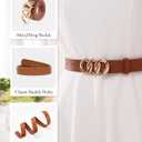 Bbonlinedress Womens Waist Belts for Jeans Pants Dresses Fashion Ladies Leather Belts with Gold Buckle (S)