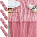 4PCS Table Runner Cheesecloth 10FT Dusty Rose Boho Gauze Cheese Cloth Rustic Sheer Table Runners for Wedding Birthday Bridal Baby Shower Party Decoration